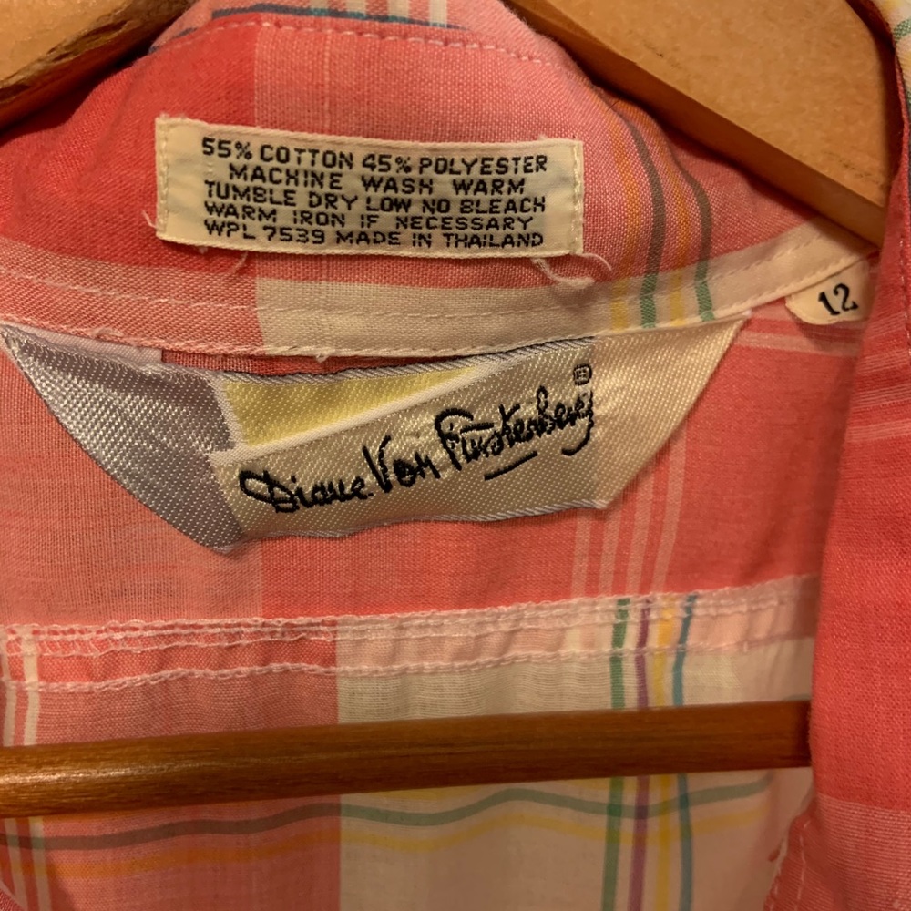 Vintage DVF Picnic Plaid Button Front Tank large - Picture 6 of 11